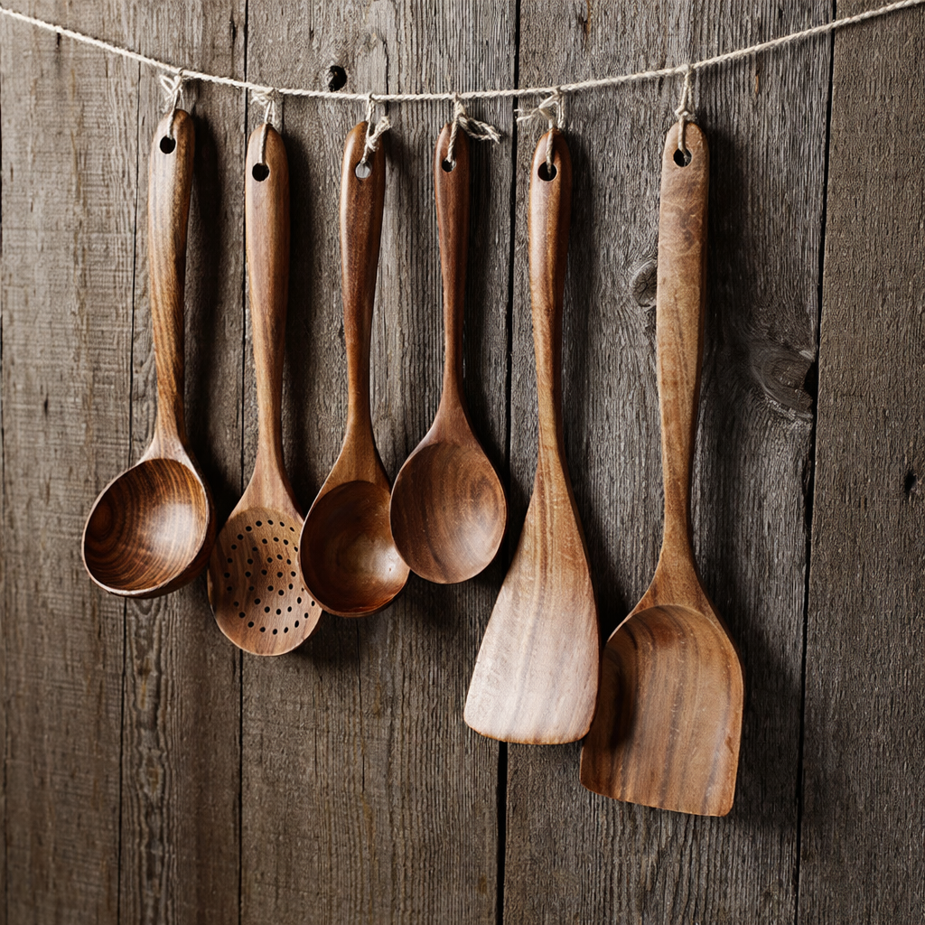 Teak Long-Handled Soup Spoon Strainer Non-Stick Pan-Specific Spatula Kitchenware