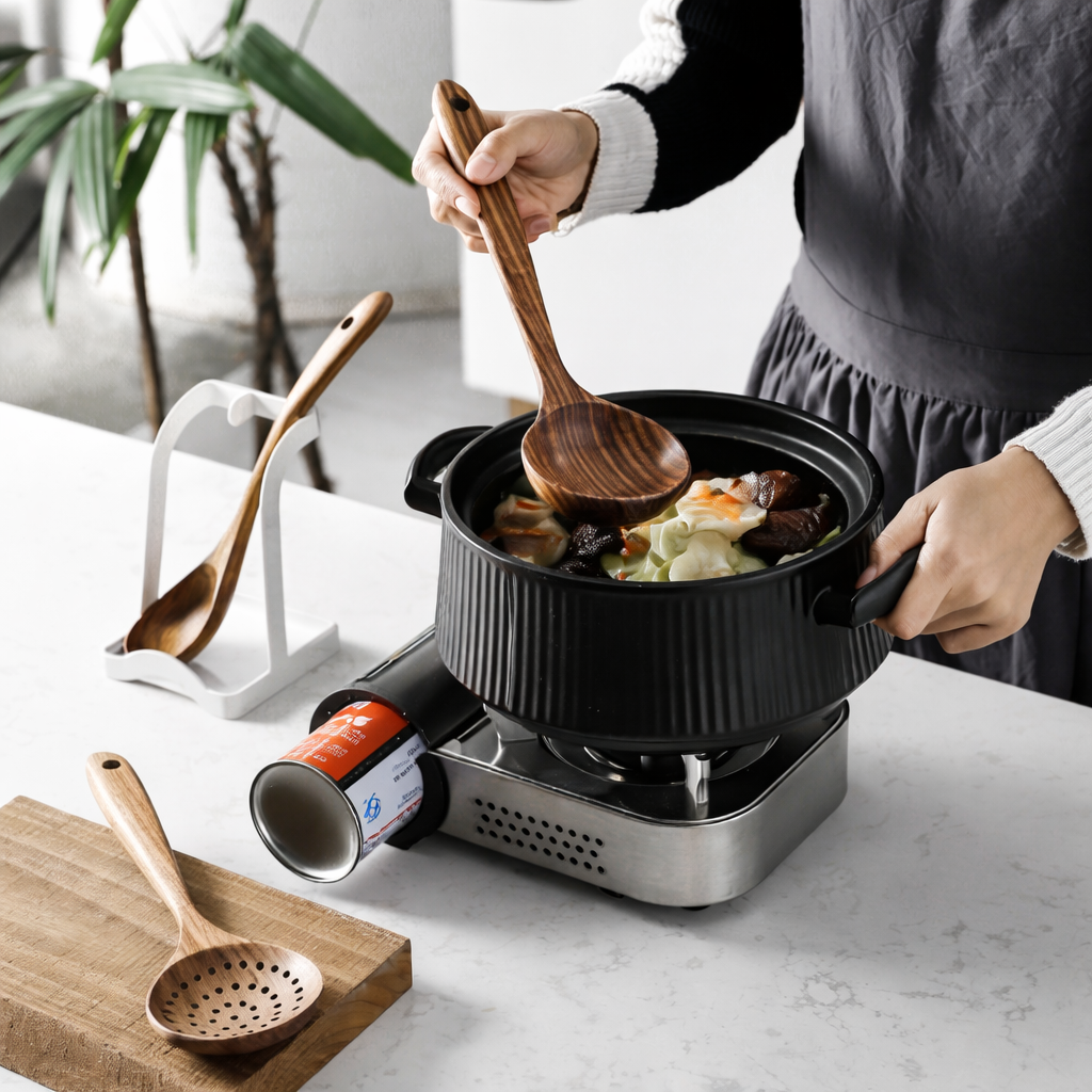 Teak Long-Handled Soup Spoon Strainer Non-Stick Pan-Specific Spatula Kitchenware