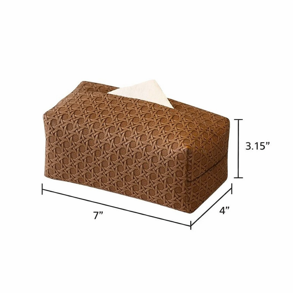 Rattan Leather Tissue Box Holder