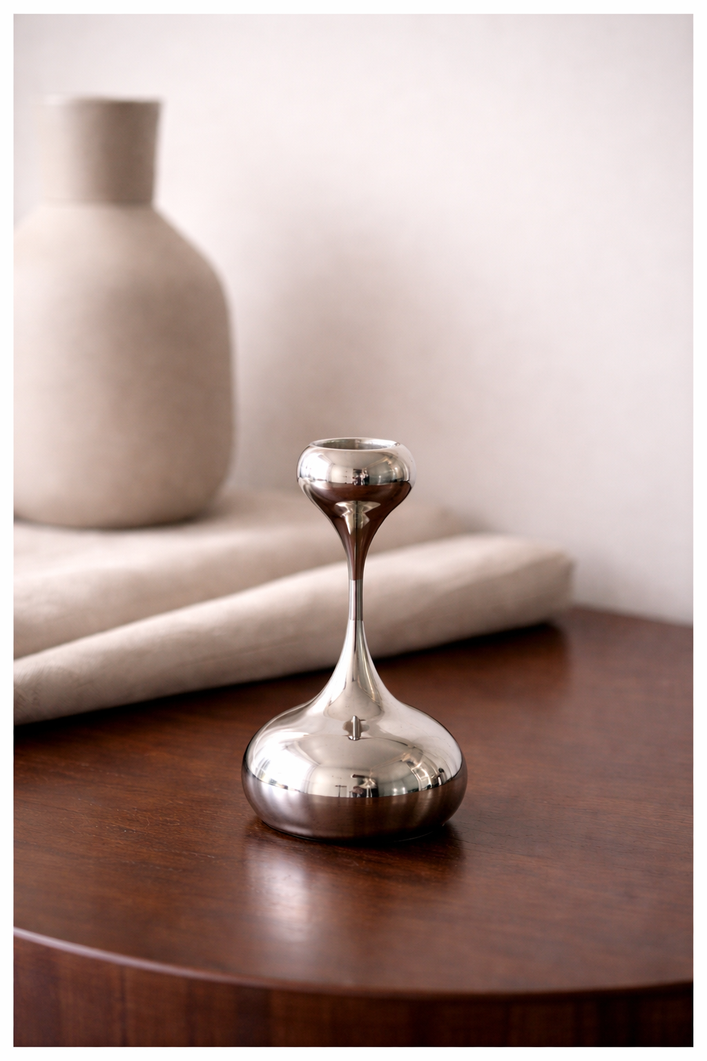 Sculpted Silver Taper Candle Holder