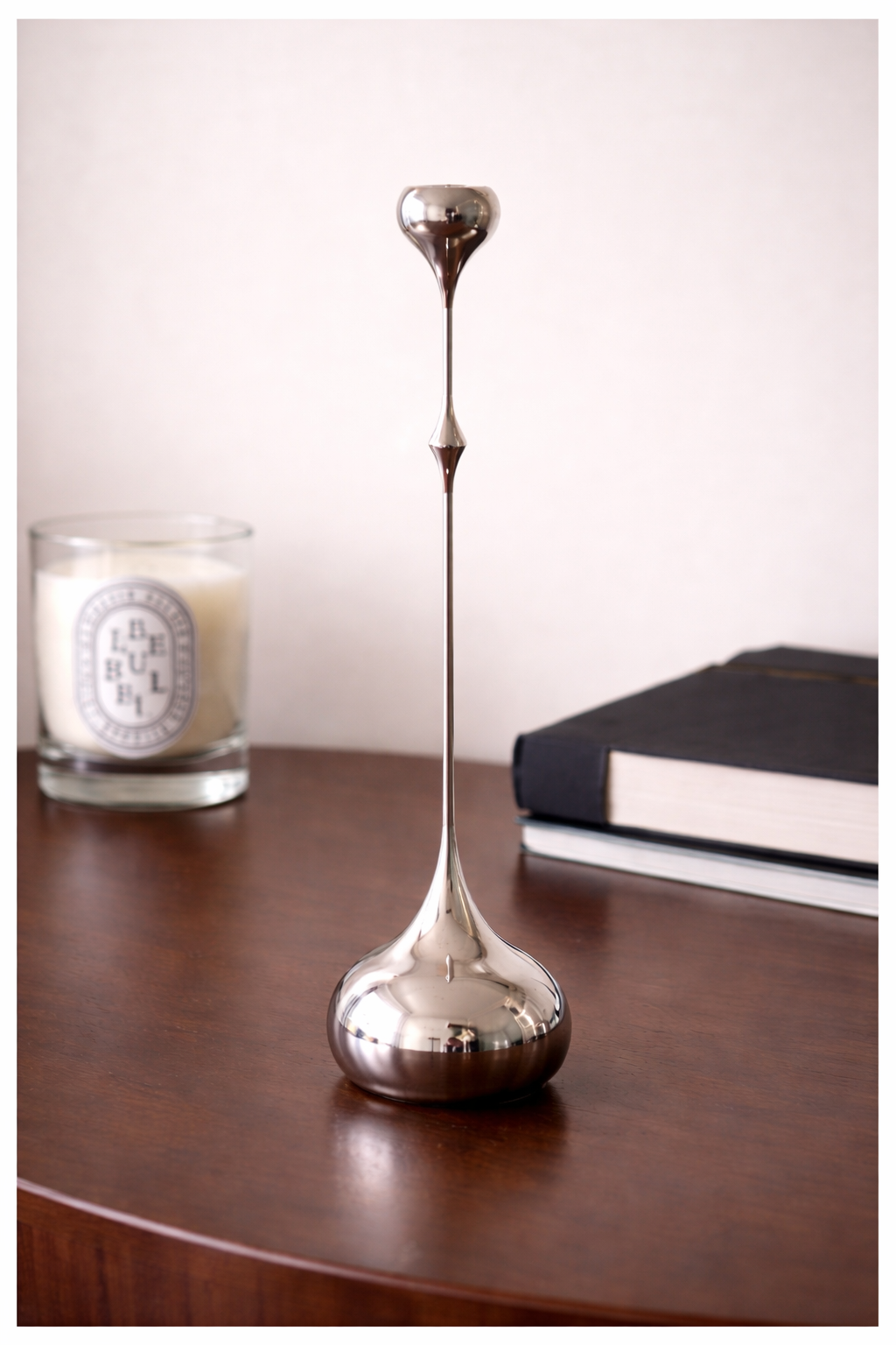 Sculpted Silver Taper Candle Holder