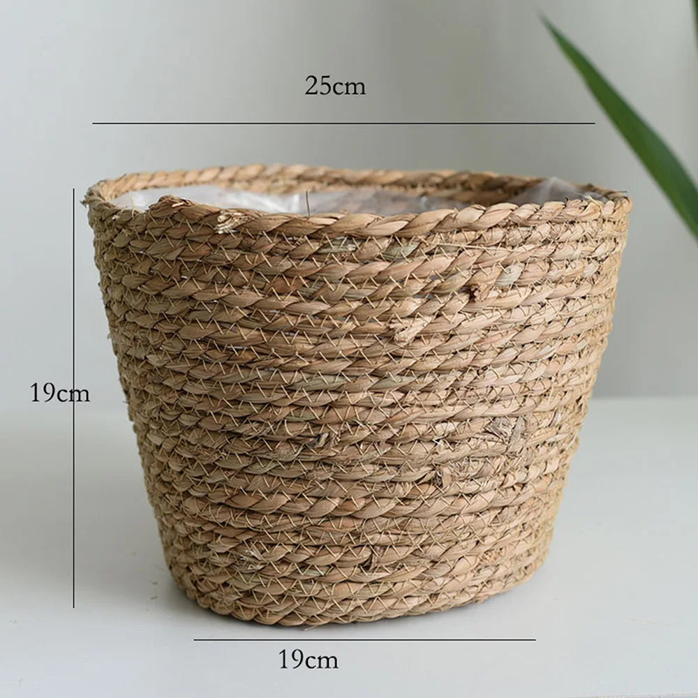 Woven Seagrass Hanging Plant Organizer