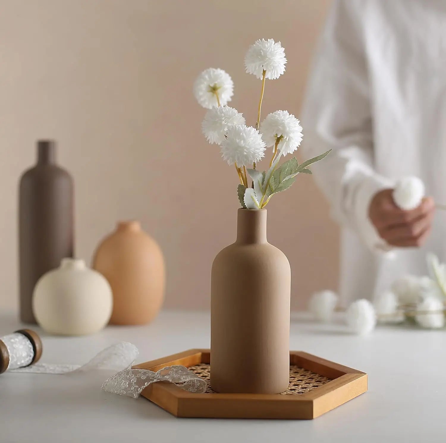 Ceramic Neutral Vase Set