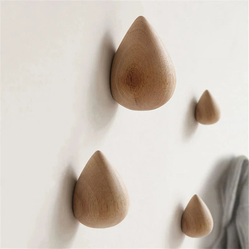 Wooden Water Drop Hook Rack