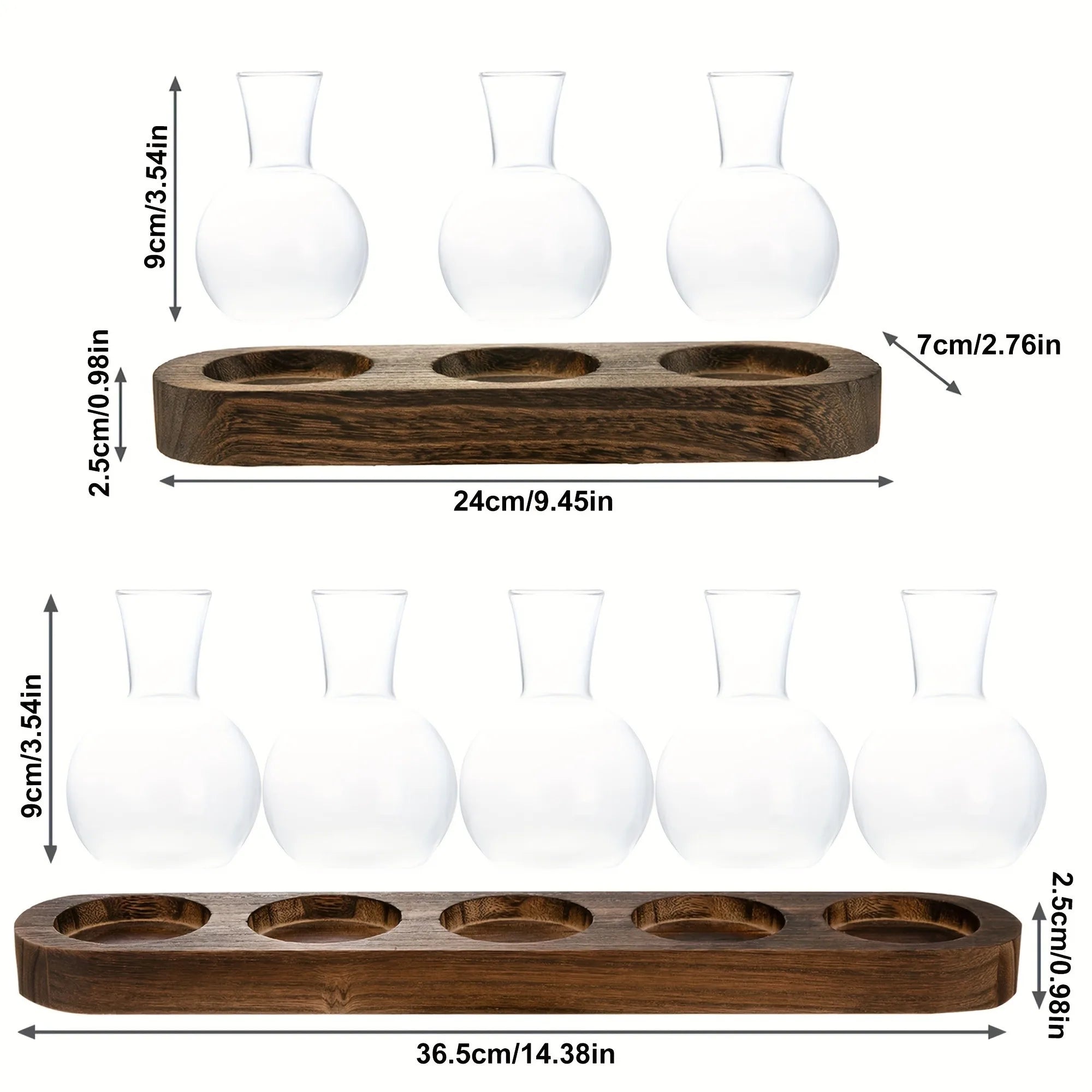 Wooden base glass vase decorative item