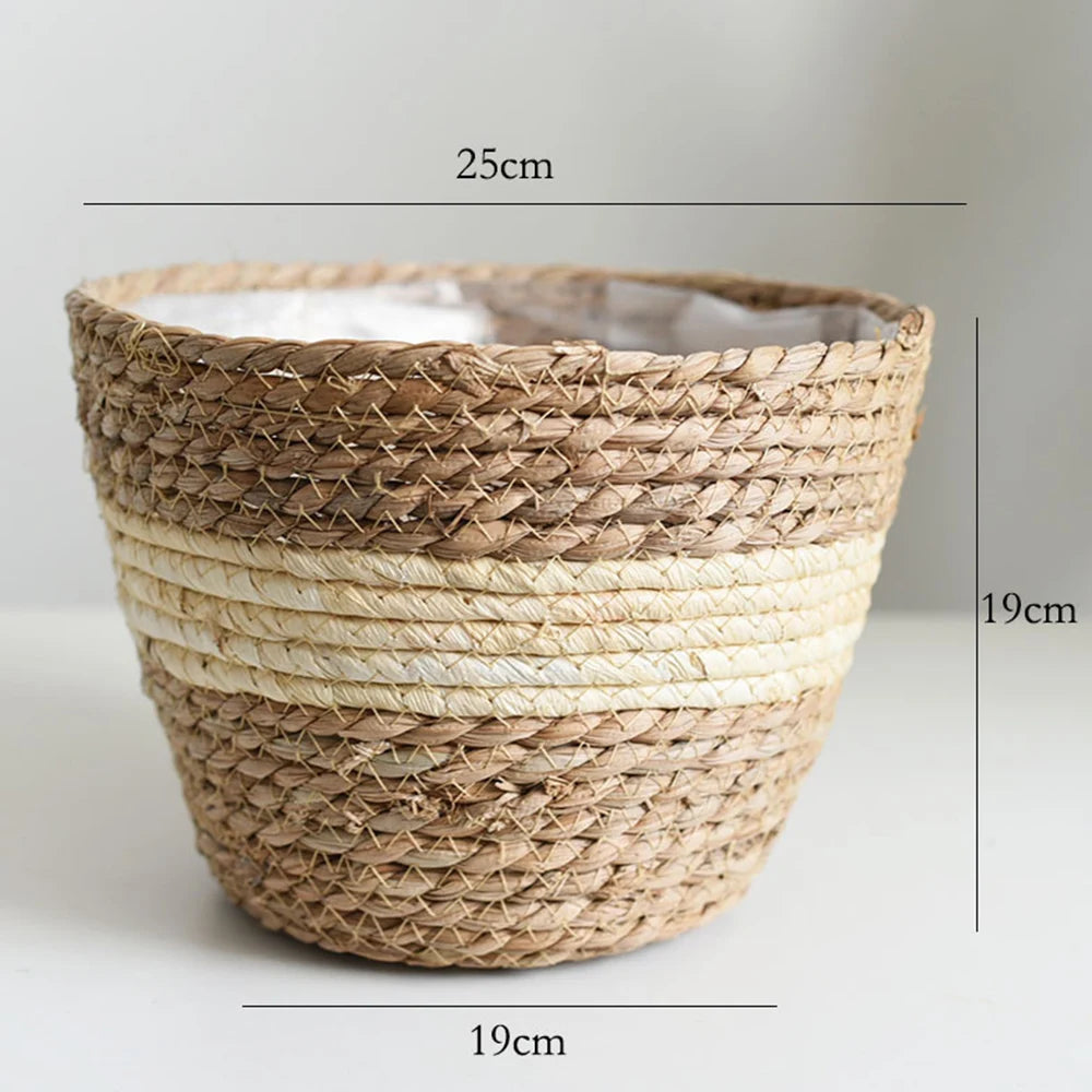 Woven Seagrass Hanging Plant Organizer