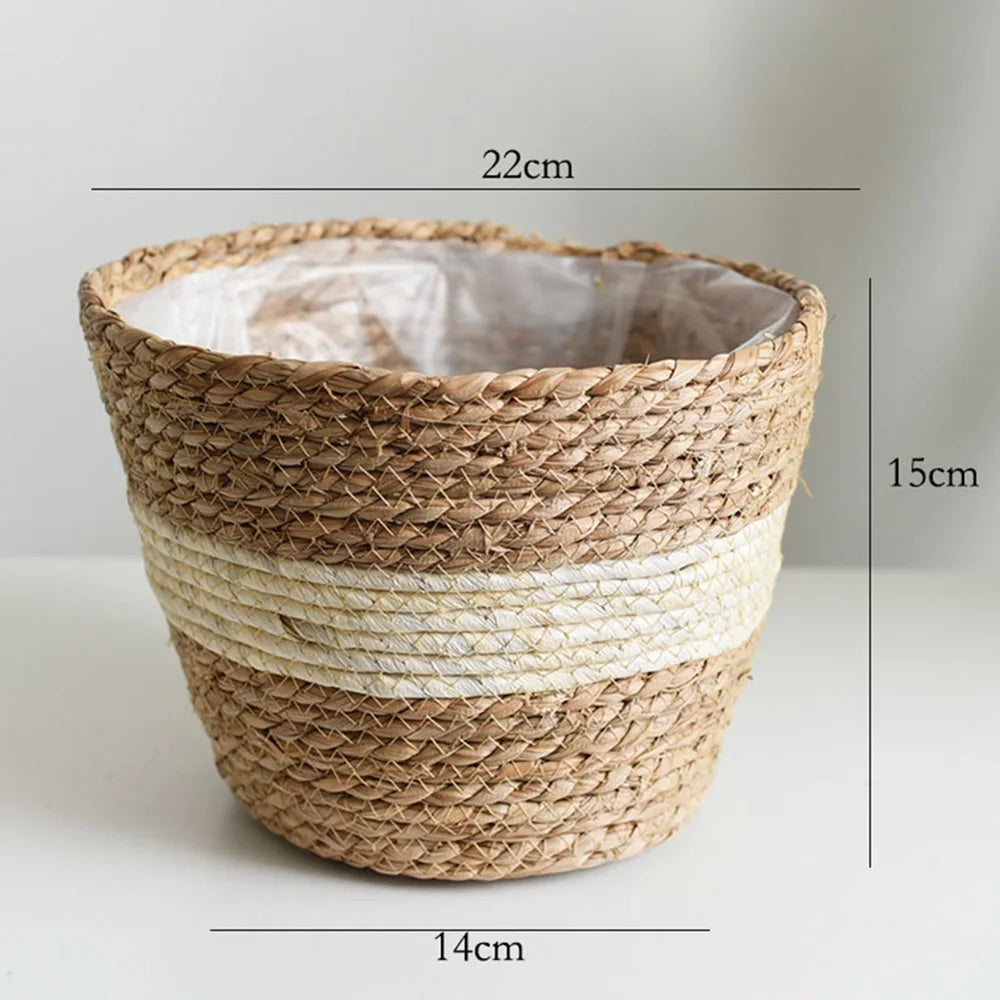 Woven Seagrass Hanging Plant Organizer