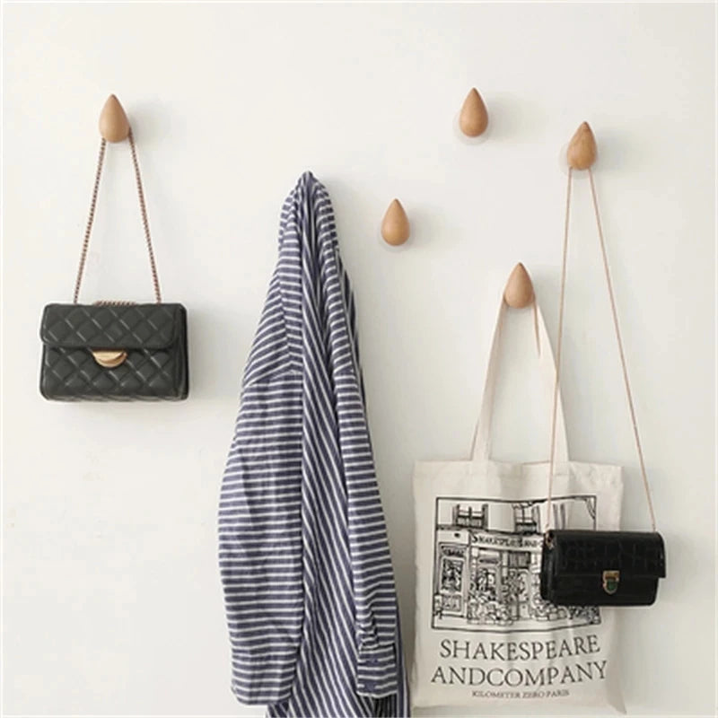 Wooden Water Drop Hook Rack