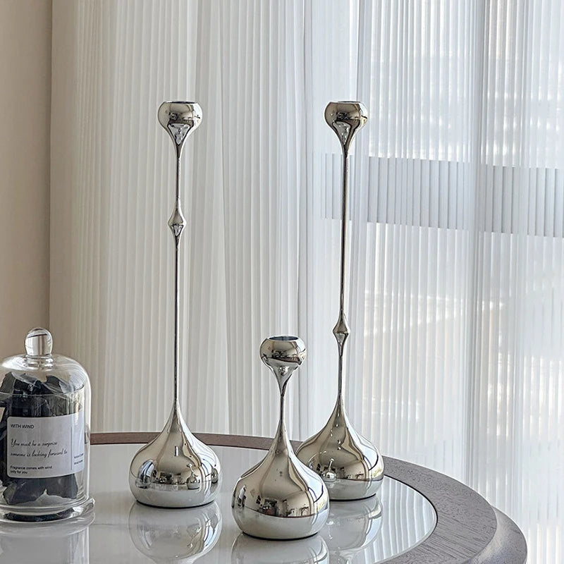 Sculpted Silver Taper Candle Holder